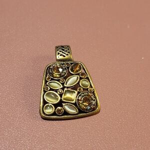 Lia sophia gold, jade and amethyst stone pendant